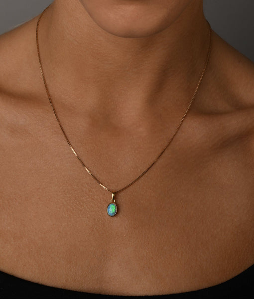 Blue Oval Czelline Opal Necklace