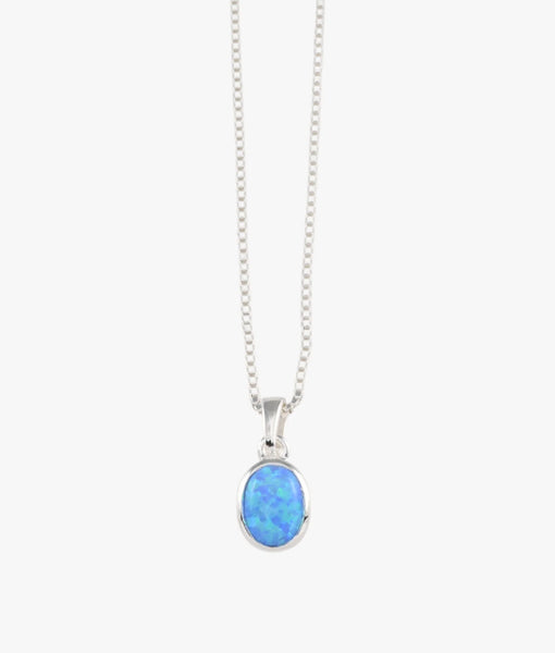 Blue Oval Czelline Opal Necklace
