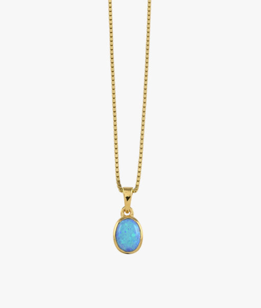 Blue Oval Czelline Opal Necklace