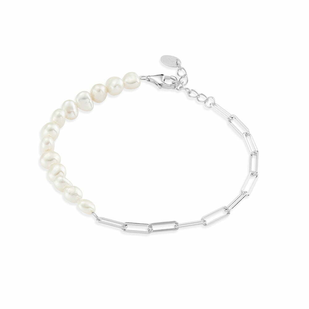 Paperclip & Freshwater Pearl Bracelet