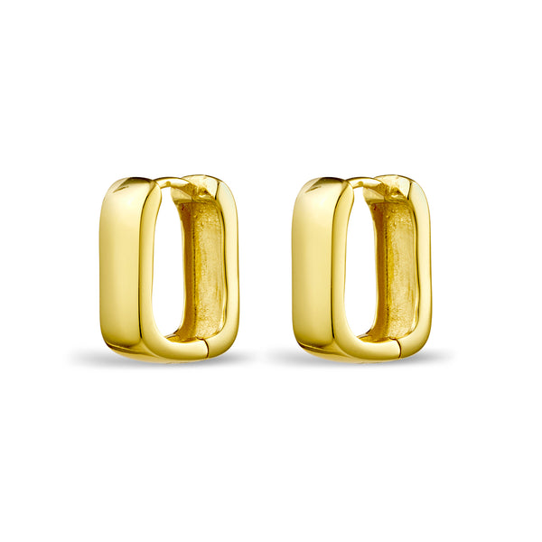 Gold Squared Huggie Earrings