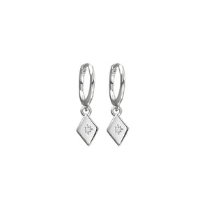 Diamond Shape Drop Cz Huggie Earrings