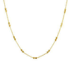 Gold Double Cube Bead & Chain Necklace