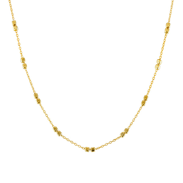 Gold Double Cube Bead & Chain Necklace