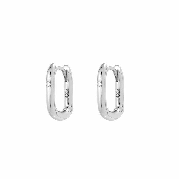 Paper Clip Earrings With CZ Stone