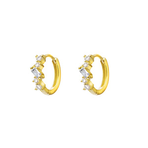 Gold Huggie Earrings With CZ Detail