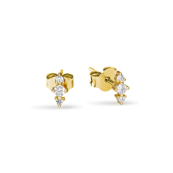 Gold Linear Triple CZ Earrings