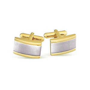 Two-tone Shiny Gold & Matte Steel Cufflinks