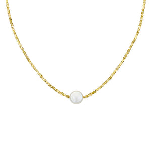 Gold Beaded & Pearl Necklace