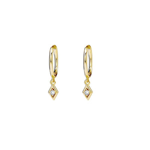 Gold Tiny Cz Charm Huggie Earrings