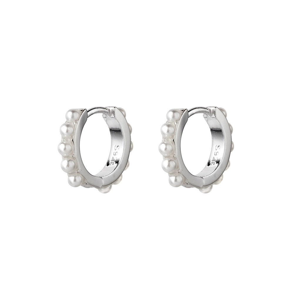 Petite Pearl Huggie Earrings