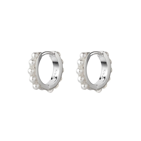 Petite Pearl Huggie Earrings