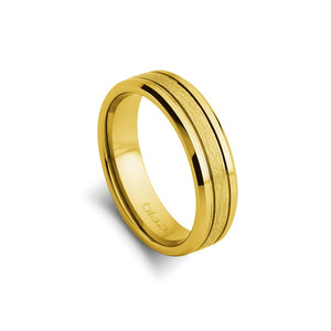 Tungsten Men’s Brushed & Shiny Gold Ring