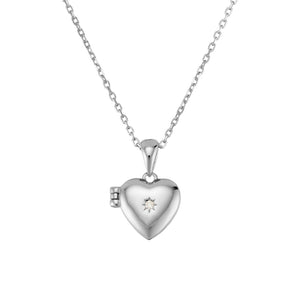 CZ Heart Locket Necklace