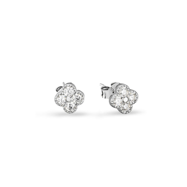 Petite cz flower earrings