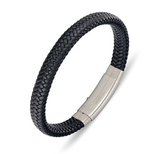 Black Flat Leather Bracelet