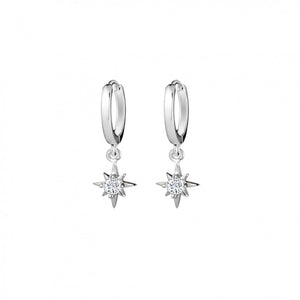 Star Drop Cz Huggie Earrings