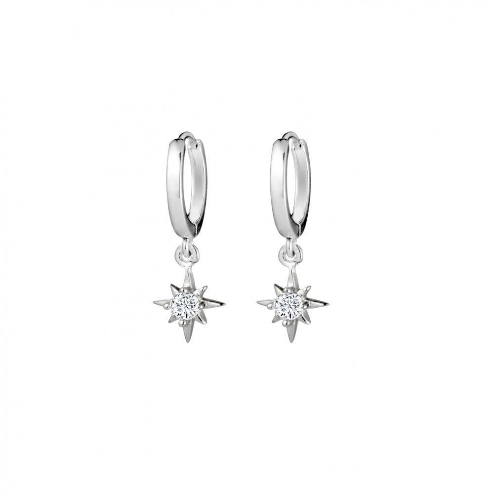 Star Drop Cz Huggie Earrings