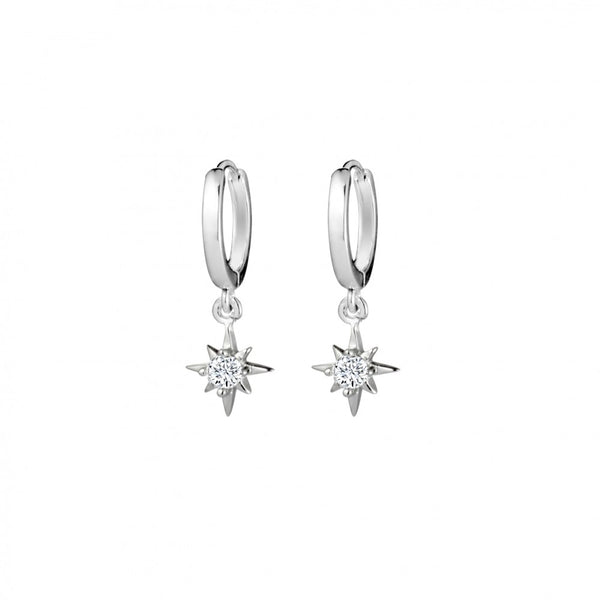 Star Drop Cz Huggie Earrings