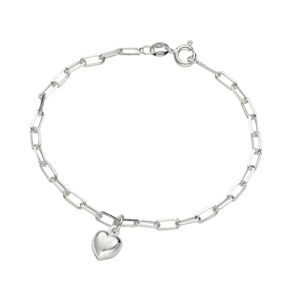 Paperclip Bracelet With Puff Heart