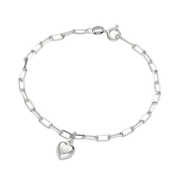 Paperclip Bracelet With Puff Heart