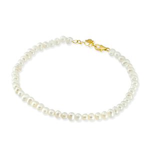 Petite Freshwater Pearl Bracelet With Gold Clasp