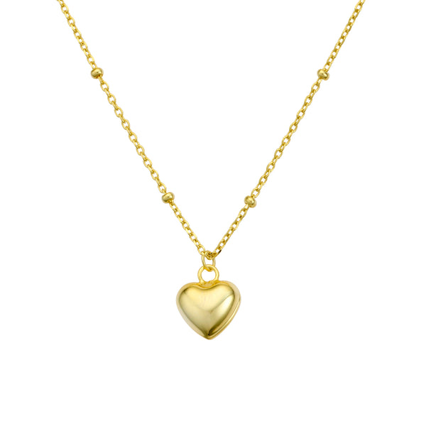Gold Puff Heart Necklace