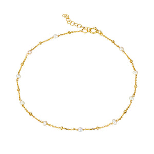 Gold Petite Bead & Pearl Chain Bracelet