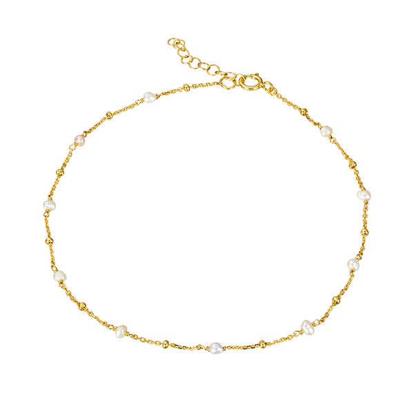 Gold Petite Bead & Pearl Chain Bracelet