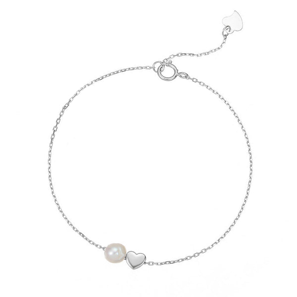 Floating Heart & Pearl Bracelet