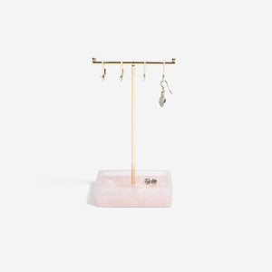 Small Rose Quartz T-Bar Jewellery Stand