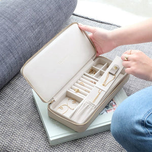 Taupe Sleek Necklace Travel Jewellery Box