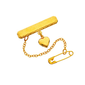 Gold Baby Brooch with Heart Charm