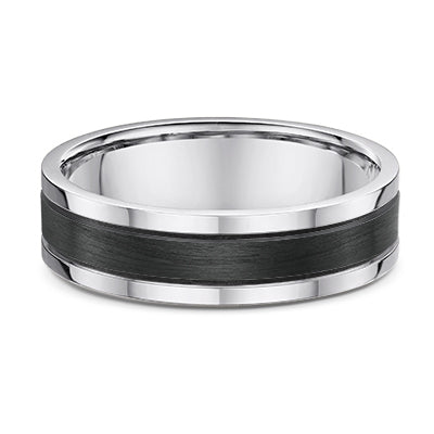 Sterling Silver & Carbon Fibre Gents Ring