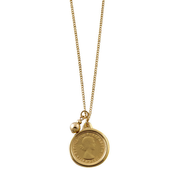 Fine Curb Necklace With Sixpence