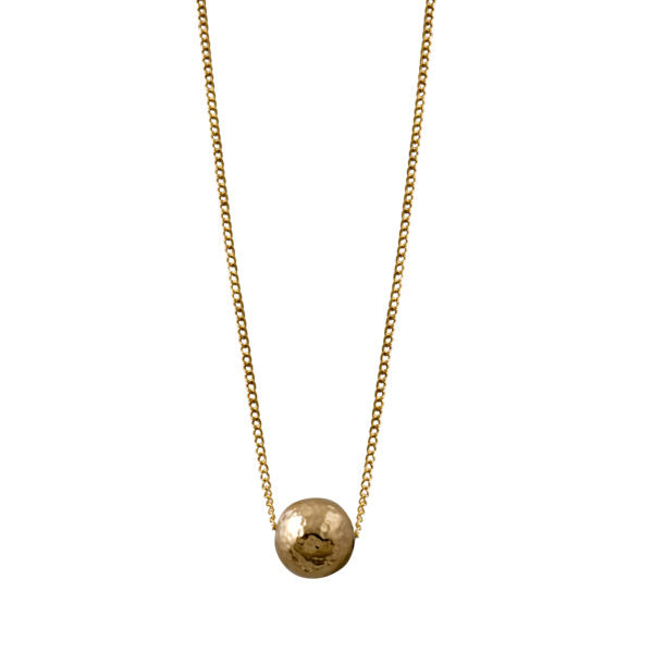 Fine Curb Chain Necklace With Hammered Ball