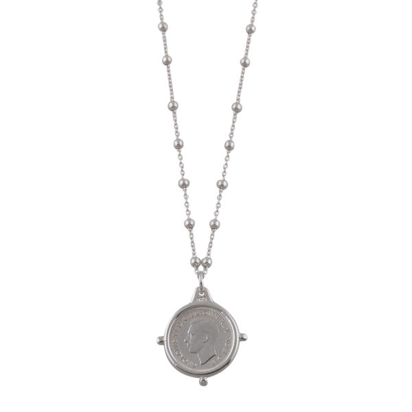 Rosario Necklace with Compass Silver