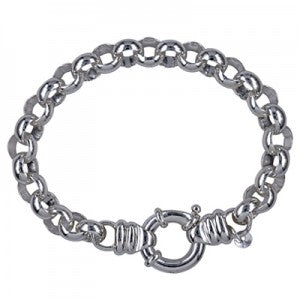 Silver Round Belcher Bracelet with Euro Bolt Clasp