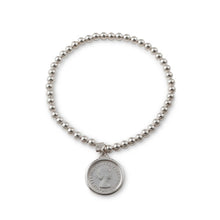 Load image into Gallery viewer, Stretchy Ball Bracelet With Threepence

