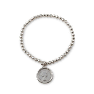 Stretchy Ball Bracelet With Threepence