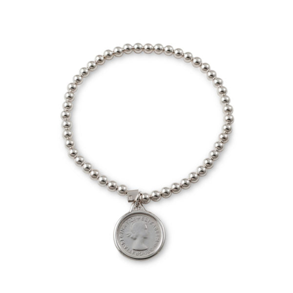 Stretchy Ball Bracelet With Threepence