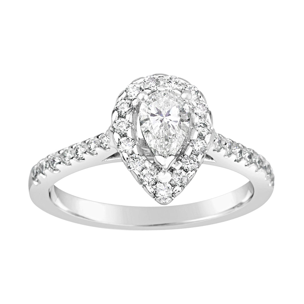 Stunning Pear Halo Diamond Ring