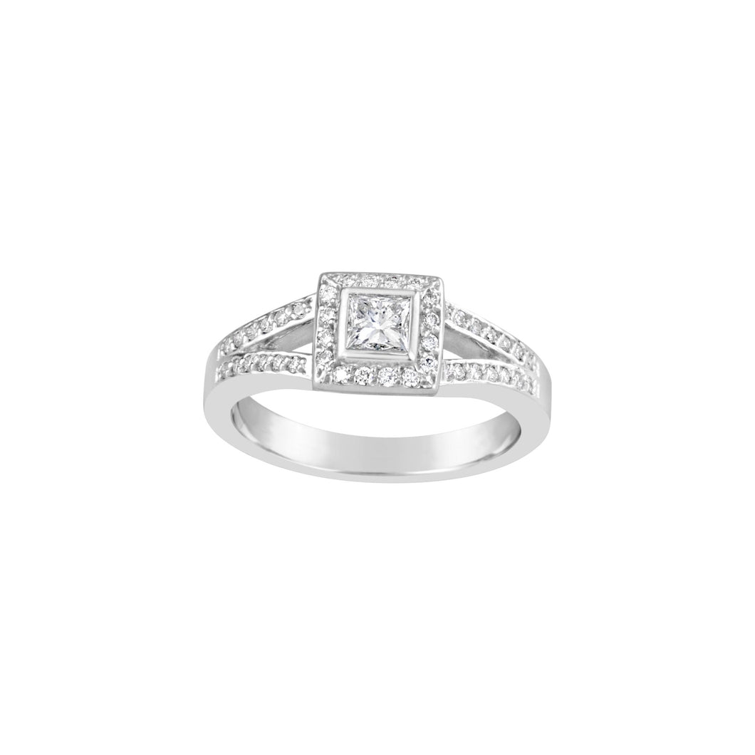Square Halo Diamond Ring
