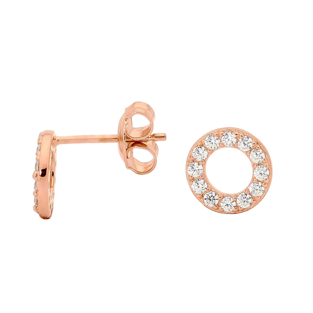 Baby Circle CZ Stud Earring Rose Gold