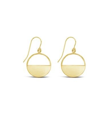 Round Drop Earrings With Solid Bottom Half
