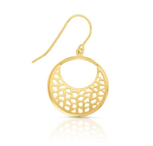 Gold Open Circle Pattered Drop Earrings