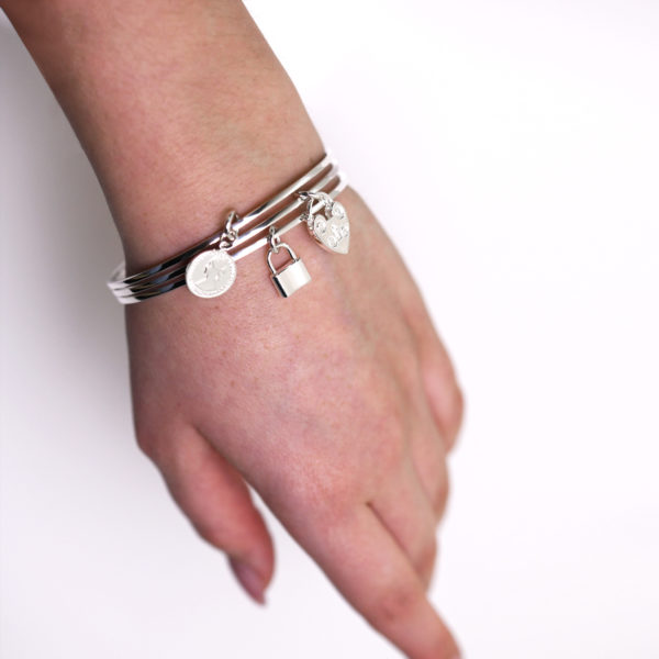 Square Edge Bangle with Mini Coin