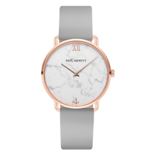 Load image into Gallery viewer, Miss Ocean Marble Rose Gold Grey Leather Watch
