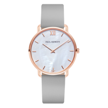 Load image into Gallery viewer, Miss Ocean Pearl Rose Gold Grey Leather Watch
