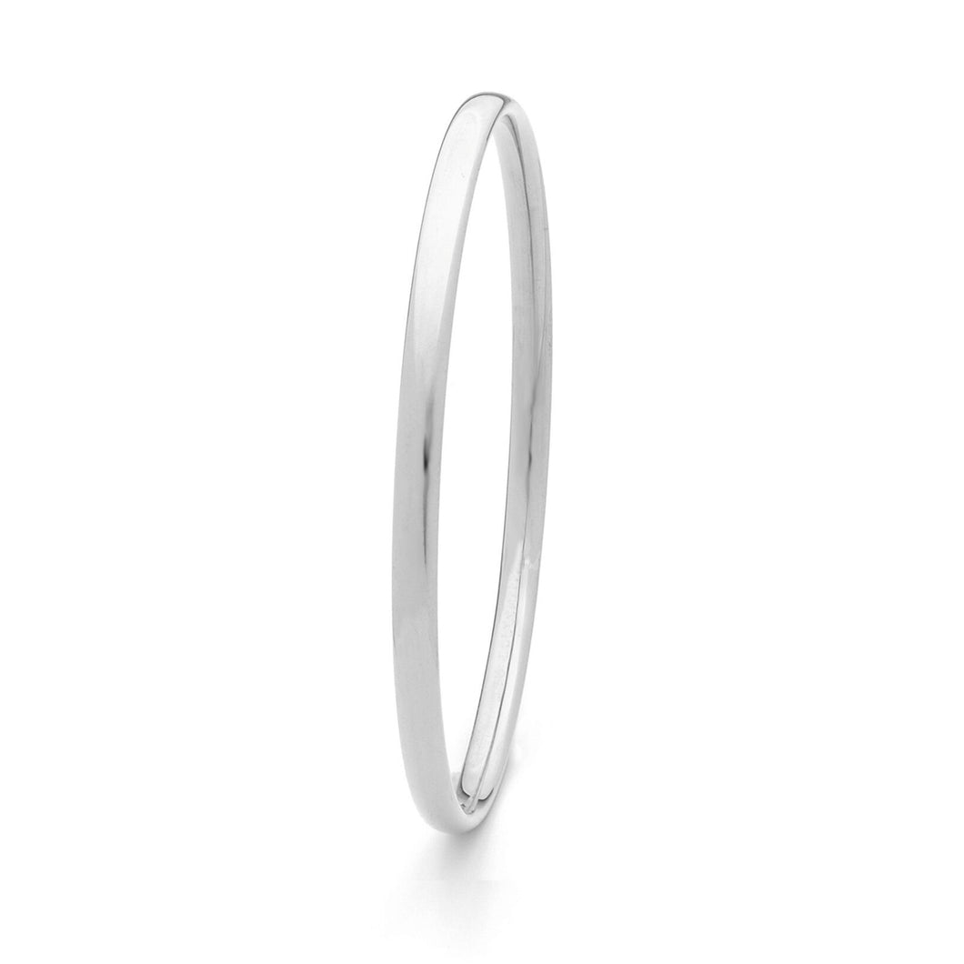 4.5mm Half Round Silver Filled White Bangle